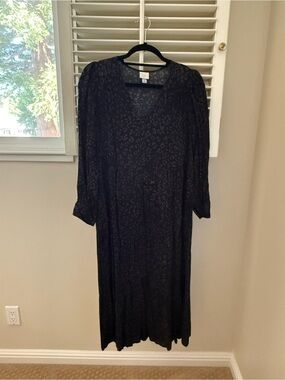 a new day Black Midi Dress with Subtle Leopard Print
